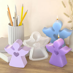 RKPM HOMES Angel Loving Heart Shape Candle Molds I 3D Fondant Angels Silicone Plaster Epoxy Mould I for DIY Handmade Ornament Chocolate Cake Décor Aromatherapy Soap Resin Art Crafts Home Decoration (Large)