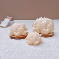 RKPM HOMES Blooming Lotus Candle Mold I 3D Flower Silicone Scented Wax Mould I for DIY Handmade Ornament, Cake Décor, Aromatherapy, Plaster, Soap, Resin Art Craft, Home Wedding Decoration (Small)