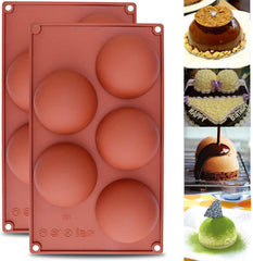 5-Cavity Semi Circle Silicone Mold, Baking Mold for Making Hot Chocolate Bomb, Cake, Jelly, Dome Mousse