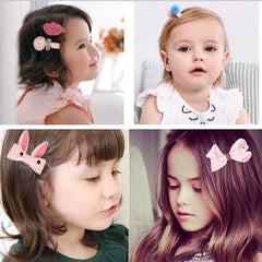 RKPM HOMES Hair Clips Set I Hair Ties Elastic I Hair Rope Barrettes, Cute Hair Bows, Ponytail Holder Hairpins Set I Hair Accessories I for Baby Girls Teens Toddlers – Set of 18 (Pink)