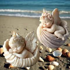 RKPM HOMES Baby Angel Candle Mold I 3D Fondant Shell Angels Shape Silicone Scented Epoxy Mould I for DIY Handmade Ornament Cake Décor Aromatherapy Soap Plaster Resin Art Craft Making Home Decoration (B)