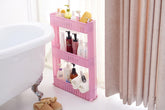 RKPM Pink Vertical 3 Layer Space Saving Storage Organizer Rack Shelf with Wheels for Kitchen Bathroom Bedroom(54x12x100cm)