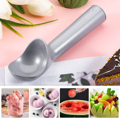 RKPM HOMES Ice Cream Scoop I Aluminum Design Ice Cream Scooper I Nonstick Anti-Freeze, Heavy Duty Durable I Lightweight I Spoon for Gelato, Cookie Dough, Sorbet, Almond – 7Inch (Silver)
