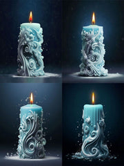 RKPM HOMES Wonderful World Spiral Pattern Candle Mold I 3D Snowflake Carved Circular Cylindrical Silicone Epoxy Mould I for DIY Handmade Ornament Cake Décor Aromatherapy Soap Resin Art Craft (237)