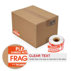 Methdic 2"x 3" Fragile Stickers 500 Labels Per Roll Strong Adhesive (Handle with Care,Do Not Drop,Thank You) Labels for Shipping and Moving