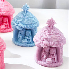 RKPM HOMES Jesus Candle Mold I Nativity Scene House & Family Silicone Scented Wax Mould I Succulent Molds for Handmade Ornament Aromatherapy Soap, Clay, Resin Epoxy Casting, Art Craft Making (Style 1)