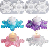 RKPM HOMES Snowflake Candles Holders Resin Mold I 3D Candlestick Tealight Epoxy Casting Silicone Mould I for DIY Handmade Cake Décor, Aromatherapy, Soap, Resin Art Craft, Home Party Decoration (Set 2)