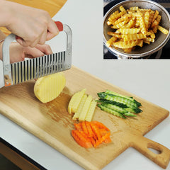 RKPM HOMES Crinkle Cutter | Stainless Steel Hardwood Handle Wavy Slicer Cutter | Slicer for Fruit, Vegetable, Carrot, Potato, Soap Molds | French Fry Salad Chopping Knife | Cutting Tool for Kitchen