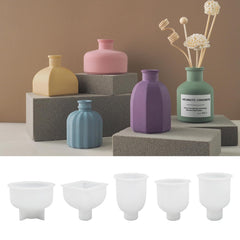 RKPM HOMES Diffuser Bottle Vase Resin Mold I Pillar Casting Plaster Silicone Epoxy Mould I Succulent Concrete Molds for DIY Handmade Candles Jewelry Trinket Storage Flowers Pot Decoration (5 Pcs)