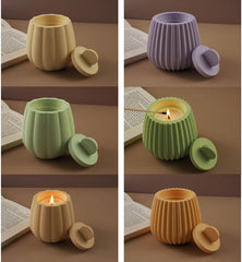 RKPM HOMES Storage Box with Lid Resin Mold I Concrete Round Stripe Bottle Vase Silicone Casting Mould I Succulent Molds for DIY Handmade Candle Jewelry Container Flowers Pot Decor