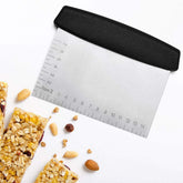 RKPM Bench Scraper Chopper Stainless Steel Non Sleep Kitchen Food Scraper Icing Smoother Blade with Measuring Scale for Dough, Cake, Pizza (S Steel Square)