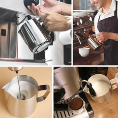RKPM HOMES Milk Frothing Pitcher I Stainless Steel Frother Cup with Measurement Scale I Steaming Pitcher Coffee Milk Jug for Cappuccino Latte Art Espresso Machines Accessories – Silver (600ml)