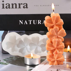 RKPM HOMES Four Leaf Clover Shape Pillar Resin Candle Molds I 3D Fondant Silicone Wax Mould I Handmade Candles Ornament Making I for DIY Chocolate, Cake Décor, Aromatherapy, Soap, Resin Art Craft Making