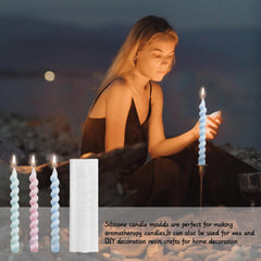 RKPM HOMES Candle Stick Mold I 3D Long Tall Spiral Taper Pillar Silicone Epoxy Mould I for DIY Handmade Ornament Cake Décor Aromatherapy Soy Wax Resin Art Craft Making Home Table Decoration