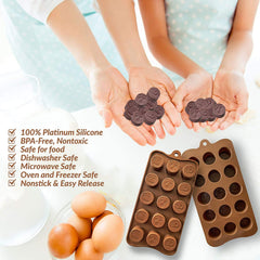 RKPM HOMES Silicone Chocolate Mold Candy Mold Jelly Ice Cube Tray Muffin Sugar Craft Fondant Mold Mould Cake Decorating Tools (15 Cavity Funny Face Chocolate Mold)