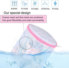 RKPM HOMES Mesh Garment & Laundry Bag I Bags with Zipper I Double Layer Washing Bag for Washing Machine Lingerie Washer I for Women Girl Bra Underwear Socks Stockings Travel – Cylinder Shape (White)