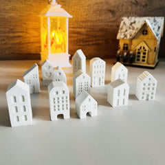 RKPM HOMES Houses Candle Mold I 3D Fondant Chimney & Miniature House Shape Silicone Plaster Epoxy Mould I for DIY Handmade Chocolate Cake Décor Aromatherapy Soap Resin Art Craft Home Decoration (12 Cavity)