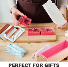 RKPM HOMES Rectangular Soap Mold I Flexible Silicone Loaf Soap Mold with Wood Box I for Homemade DIY Art Crafts Lotion Bar, Bath Bombs, Polymer Clay, Biscuit, Chocolate, Muffins Candle Resin Making