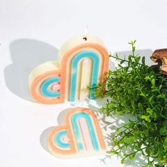 RKPM HOMES Arch Rainbow Candle Molds I 3D Geometric Heart Shape Striped Silicone Lines Plaster Epoxy Mould I for DIY Handmade Aromatherapy Ornament Gypsum Soap Cake Décor, Resin Art Craft Making