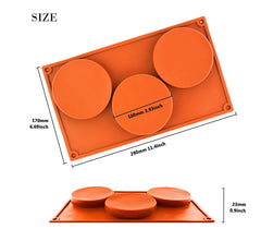 RKPM HOMES 3-Cavity Large Round Silicone Disc Cake Mold Non-Stick Baking Molds Cake, Candy, Soap (3 Cavity Disc Round Mold)