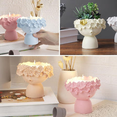 RKPM HOMES Planter Mold I Garland Girl Face Shape Casting Plant Silicone Epoxy Cement Mould I Succulent Concrete Mold for DIY Handmade Jewelry Trinket Makeup Storage Resin Candle Flower Pot Pen Holder
