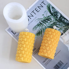 RKPM HOMES Bee Honeycomb Pattern Bubble Candle Mold I 3D Fondant Cylindrical Pillar Silicone Epoxy Mould I for DIY Handmade Ornament Chocolate, Cake Décor, Aromatherapy, Soap, Resin Art Craft Making