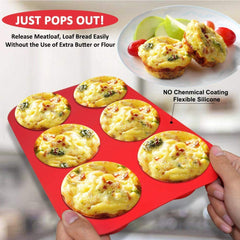 RKPM HOMES 6 Cup Muffin Silicone Tray, Non-Stick Muffin Tray, LFGB Approved Egg Muffin Pan, Food Grade Molds Pack of 1 Mold Size: 25 X 16.5 X 3.6 Cm,Each Cavity 7 X 3.2 Cm