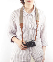 RKPM HOMES Camera Strap Sling belt | Adjustable Shoulder Neck Vintage | for All DSLR Camera Nikon Canon Sony Pentax | Cotton Leather finish Hooks Safety cross-body women Men – Brown