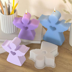 RKPM HOMES Angel Loving Heart Shape Candle Molds I 3D Fondant Angels Silicone Plaster Epoxy Mould I for DIY Handmade Ornament Chocolate Cake Décor Aromatherapy Soap Resin Art Crafts Home Decoration (Large)