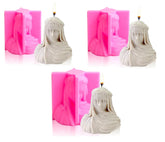 RKPM HOMES Veiled Lady Candle Mold I 3D Silicone Veiled Female Bust Sculpture Statue Mould I for Handmade Ornament Aromatherapy Soap, Chocolate, Cake Décor, Resin Casting, Art Craft Making (3 Pcs)