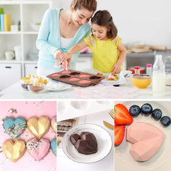 RKPM HOMES Diamond Heart Shape Chocolate Mold I 3D Love Silicone Baking Mould Tray I for Handmade DIY Jelly Cakes Dessert Candy Pastry Polymer Clay Muffin Cupcake Decoration Tools I Brown - 8 Cavity