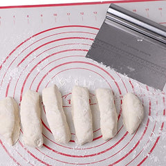 RKPM HOMES Cake Scrapper Cutter Chopper Stainless Steel with Measuring Scale, Pizza Pastry Bread Dough Multipurpose Scraper Icing Fondant Decorating Smoothing Baking Tools