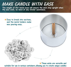 RKPM HOMES Plus Shape Wooden Candle Wick with Metal Base I Natural Environmental Friendly I Clean Burn & Crackling Sound I for Handmade Soy & Beeswax Candle Making & DIY Craft