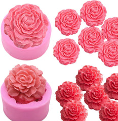 RKPM HOMES Peony Flower Shape Chocolate Mold I 3D Fondant Flowers Silicone Cupcake Mould I for DIY Handmade Sugarcraft Cake Décor Candy Cookies Muffin Gummy Soap Resin Candle Art Craft Making (B)
