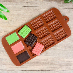 RKPM HOMES Chocolate Mould Tray | Mini Dairy Milk Chocolate Mold | Silicone Fondant Molds DIY 3D Candy Bar | Ideal for Chocolate and Cake Decoration | Cake Baking Moulds | Food Grade Brown - 12 Cavity