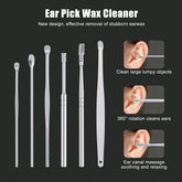 RKPM HOMES 6 Pcs Innovative Spring Earwax Cleansing Tool Set | Portable Ear Wax Removal Set | Stainless Steel Spoon Ear Picks | Cleaning Kit for Home and Travel with PU Leather Case (Yellow)