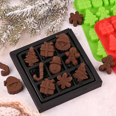 RKPM HOMES Christmas Chocolate Mould | 3D Xmas Theme Silicone Candy Mold I Baking Molds for DIY Handmade Cake Décor Candy Jelly Ice Cube Polymer Clay Gummy Muffin Soap Resin Candle Making - 14 Cavity