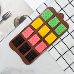 RKPM HOMES Chocolate Mould Tray | Mini Dairy Milk Chocolate Mold | Silicone Fondant Molds DIY 3D Candy Bar | Ideal for Chocolate and Cake Decoration | Cake Baking Moulds | Food Grade Brown - 12 Cavity