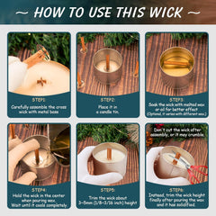 RKPM HOMES Plus Shape Wooden Candle Wick with Metal Base I Natural Environmental Friendly I Clean Burn & Crackling Sound I for Handmade Soy & Beeswax Candle Making & DIY Craft (100Pcs, 10mmX60mm)