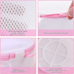 RKPM HOMES Mesh Garment & Laundry Bag I Bags with Zipper I Double Layer Washing Bag for Washing Machine Lingerie Washer I for Women Girl Bra Underwear Socks Stockings Travel – Cylinder Shape (Pink)
