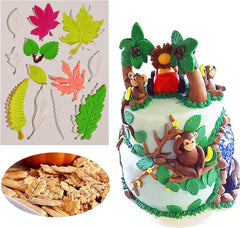 RKPM HOMES Chocolate Mold I 3D Fondant Flower & Leaves Shape Rectangle Silicone Baking Mould Tray I for Handmade DIY Jelly Cakes Dessert Candy Pastry Polymer Clay Muffin Cupcake Décor (Maple Leaf)