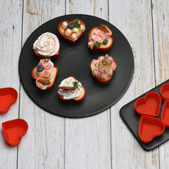 RKPM HOMES Paper Cake Cup Liners | Silicone Baking Cups | Muffin Cupcake Cases | Microwave or Oven Tray Safe | for Handmade Soap, Biscuit, Chocolate, Muffins, Jelly (Heart Shape, 6 Pcs)