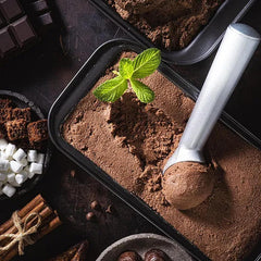 RKPM HOMES Ice Cream Scoop I Aluminum Design Ice Cream Scooper I Nonstick Anti-Freeze, Heavy Duty Durable I Lightweight I Spoon for Gelato, Cookie Dough, Sorbet, Almond – 7Inch (Silver)
