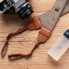 RKPM HOMES Camera Strap Sling belt | Adjustable Shoulder Neck Vintage | for All DSLR Camera Nikon Canon Sony Pentax | Cotton Leather finish Hooks Safety cross-body women Men – Brown
