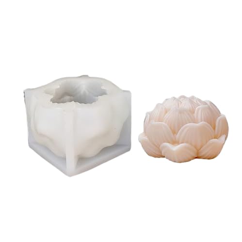 RKPM HOMES Blooming Lotus Candle Mold I 3D Flower Silicone Scented Wax Mould I for DIY Handmade Ornament, Cake Décor, Aromatherapy, Plaster, Soap, Resin Art Craft, Home Wedding Decoration (Medium)