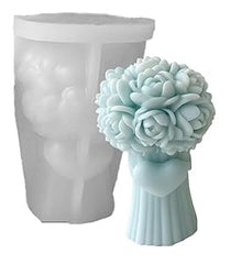 RKPM HOMES Rose Bouquet Candle Mold I 3D Flower Basket Pillar Silicone Epoxy Mould I Special for Valentine's Day I for DIY Handmade Ornament Aromatherapy Candle Mold (Rose Bouquet)