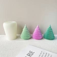 RKPM HOMES Christmas Tree Candle Mold I 3D Fondant Silicone Origami Pattern Tree Scented Wax Mould I Succulent Molds | Handmade Candles Making | for Mousse Dessert Soap Cake DIY Decorating