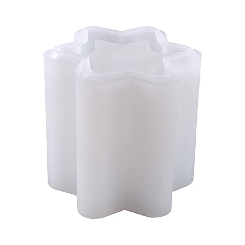 RKPM HOMES Candles Holders Resin Mold I Cylinder Pillar Silicone Epoxy Casting Mould I for Handmade DIY Jewelry Trinket Storage, Makeup Container, Flower Plant Pot, Pen Holder (Star Shape)