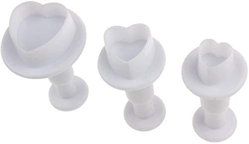 RKPM HOMES 3-Pieces DIY Cake Plunger Cutter Molds Sugarcraft Cake Decorating, (Heart Shape)