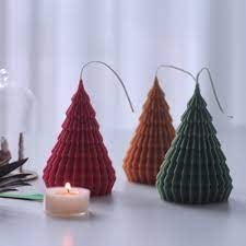 RKPM HOMES Christmas Tree Candle Mold I 3D Fondant Silicone Origami Pattern Tree Scented Wax Mould I Succulent Molds | Handmade Candles Making | for Mousse Dessert Soap Cake DIY Decorating